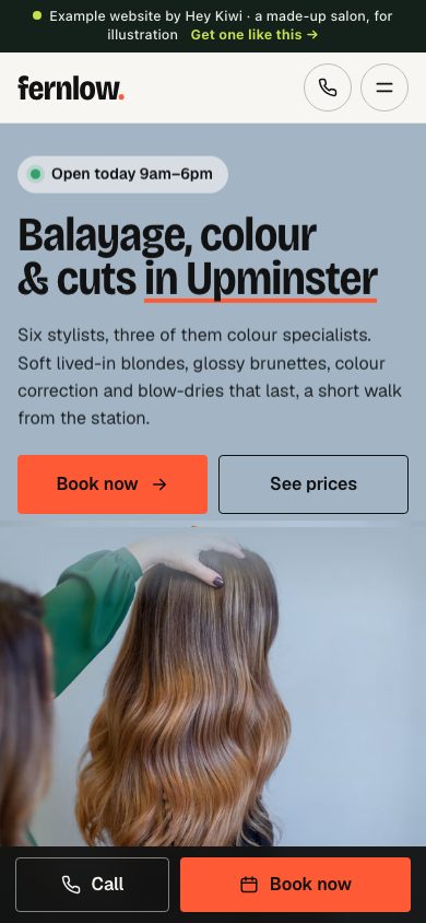 The same homepage on a phone